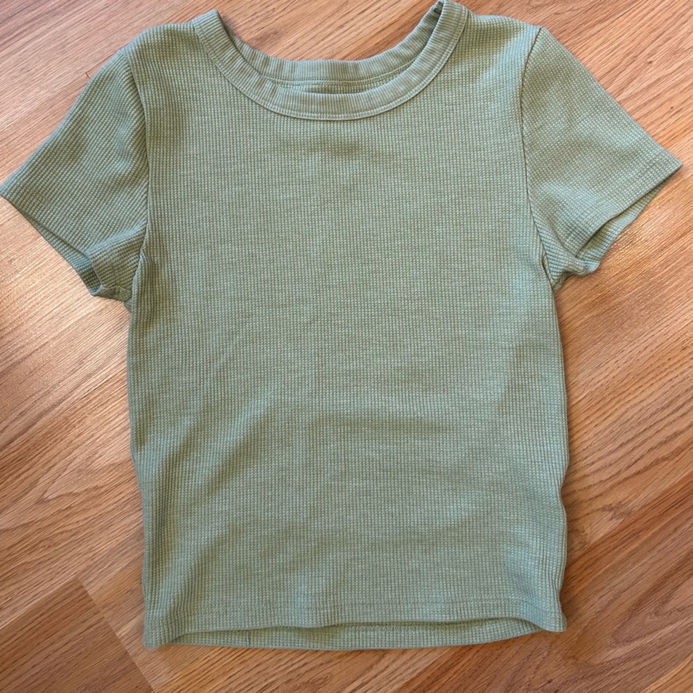 American Eagle Outfitters Olive Ribbed Tee